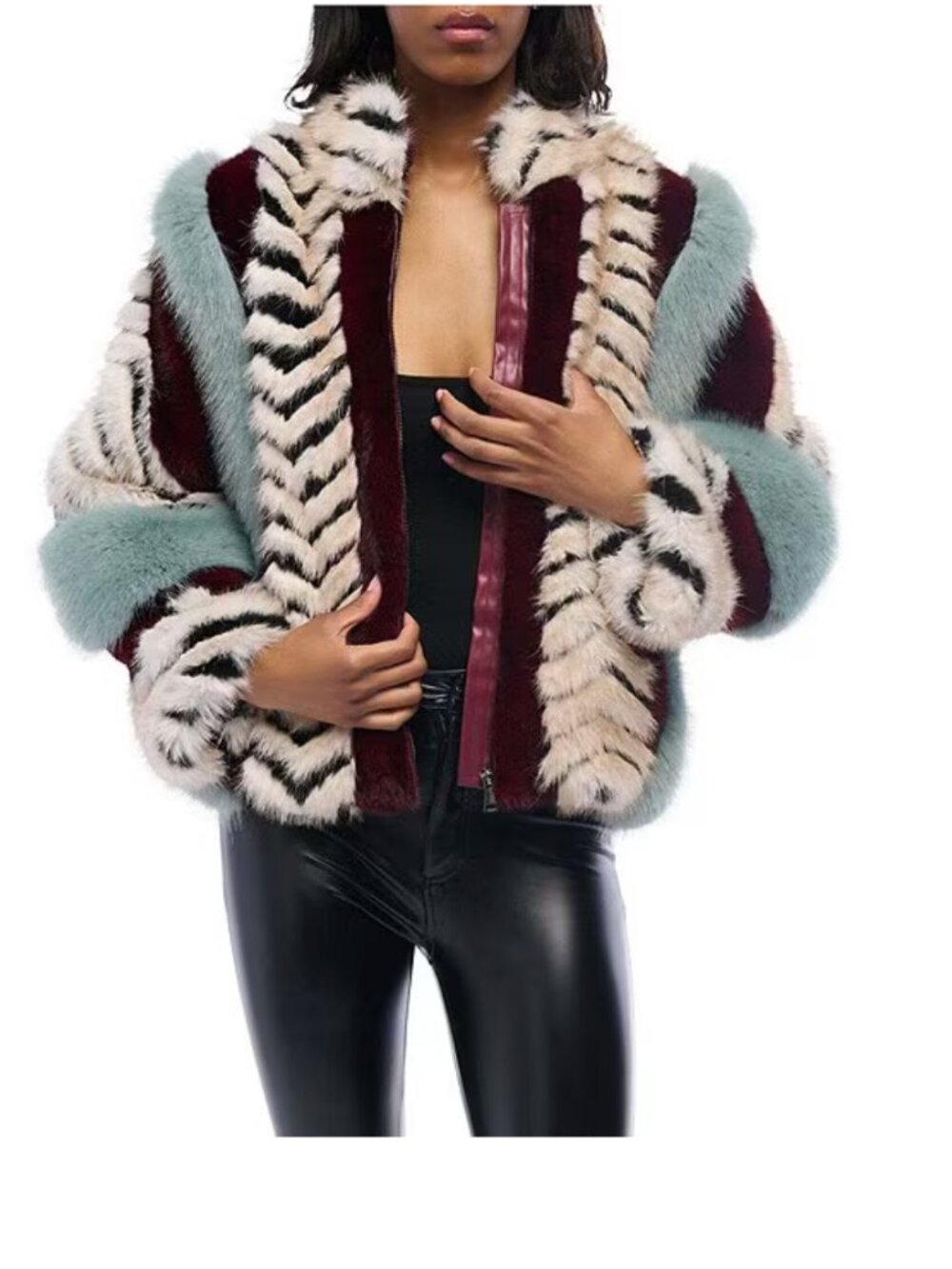 ✨ AZALEA WANG INEZ STRIPED FAUX FUR JACKET ✨ - Picture 4 of 14